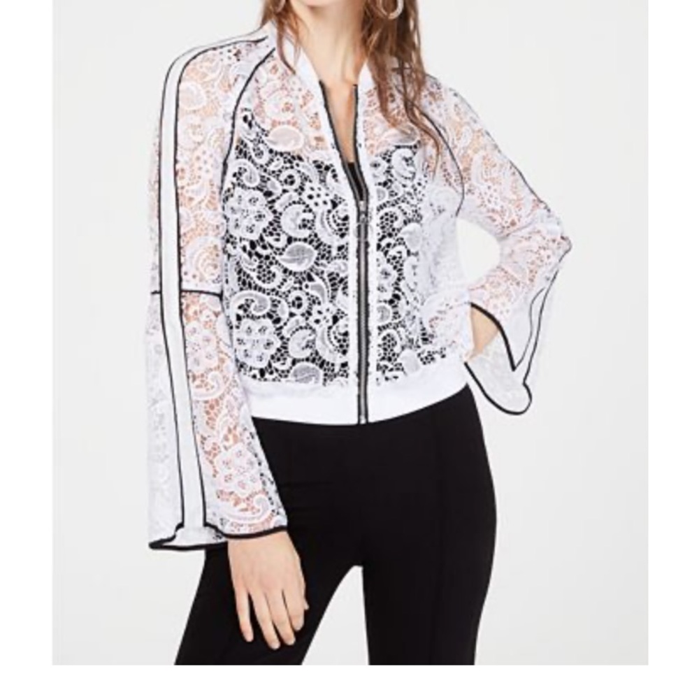 INC International Concepts Lace Bell Sleeve Jacket